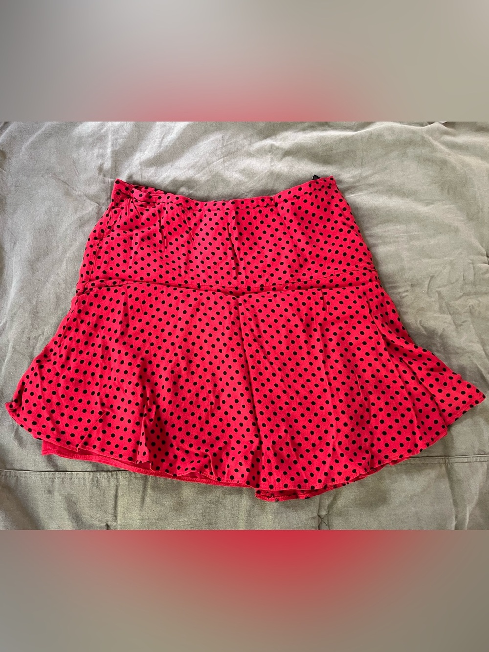 Vintage Marks & Spencer Red flounce Mini Skirt with Black Polka Dots